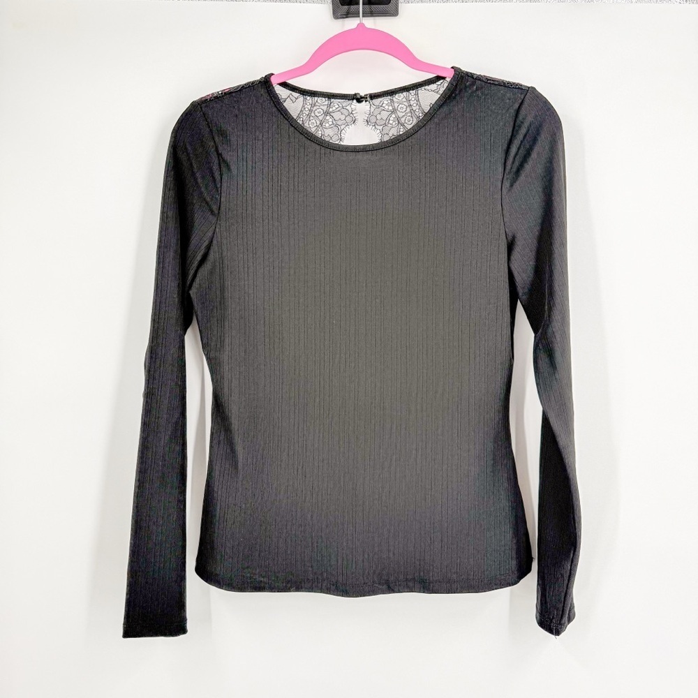 H&M Black Fitted Long Sleeve with Lacey back